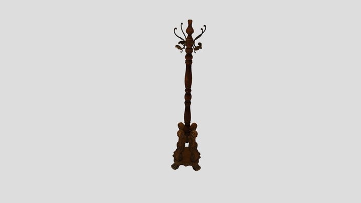 Vintage wooden clothes rack 3D Model