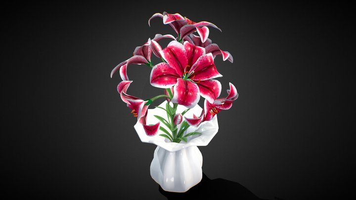 Flower Lily Vase 3D Model