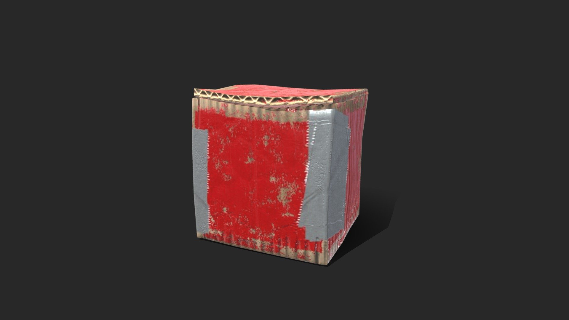 Red painted taped box, wasteland junk item - Buy Royalty Free 3D model ...