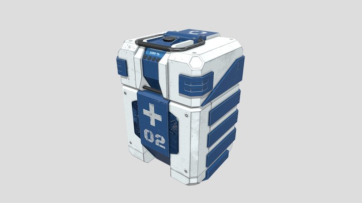 Sci-fi first aid kit blue 2 3D Model