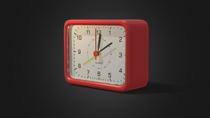 Rectangular Quartz Clock 3D Model