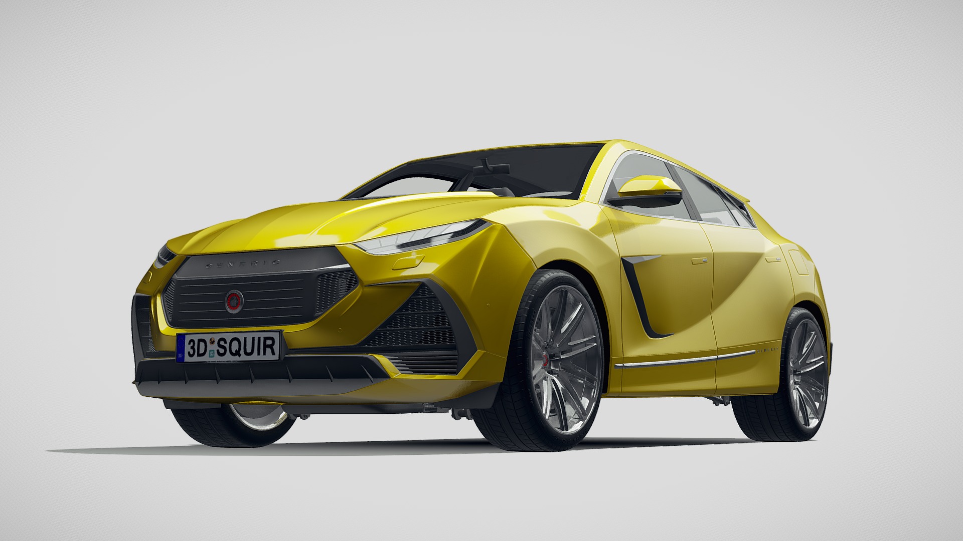 3D model Generic Sport SUV Coupe 2019 - This is a 3D model of the Generic Sport SUV Coupe 2019. The 3D model is about a yellow sports car.