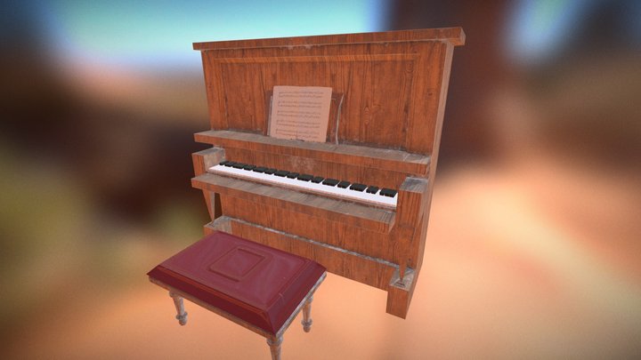 Old Saloon Wéstern Piano 3D Model
