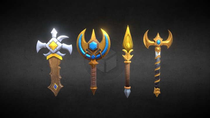 Stylized Lowpoly Weapons Pack 3D Model