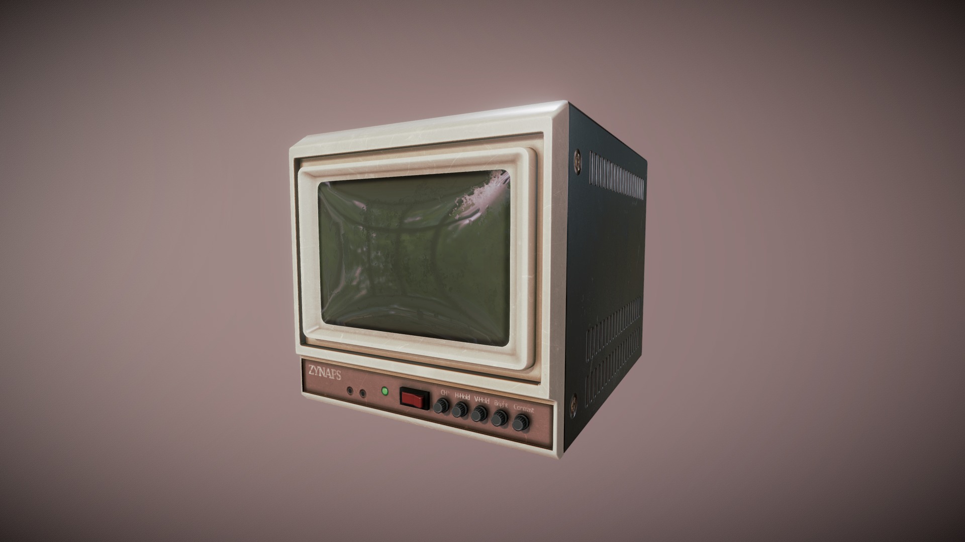 3D model Game Art: Old Security Monitor - This is a 3D model of the Game Art: Old Security Monitor. The 3D model is about a small television on a wall.