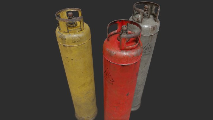Propane Gas Cylinders 2 PBR 3D Model