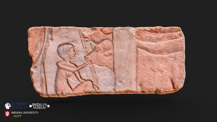 3D rendering of Amarna Relief of Feeding Calves