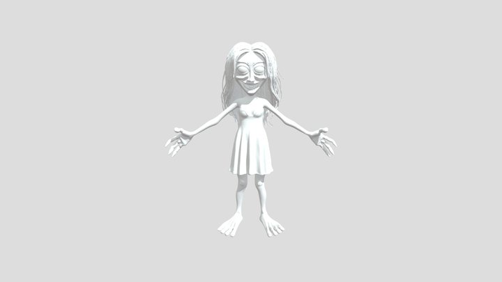 A tall scary cartoon girl. 3D Model