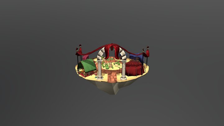 Desert Market Diorama 3D Model