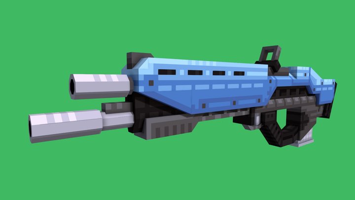 Cyberpunk Assualt Rifle - Blockbench 3D Model