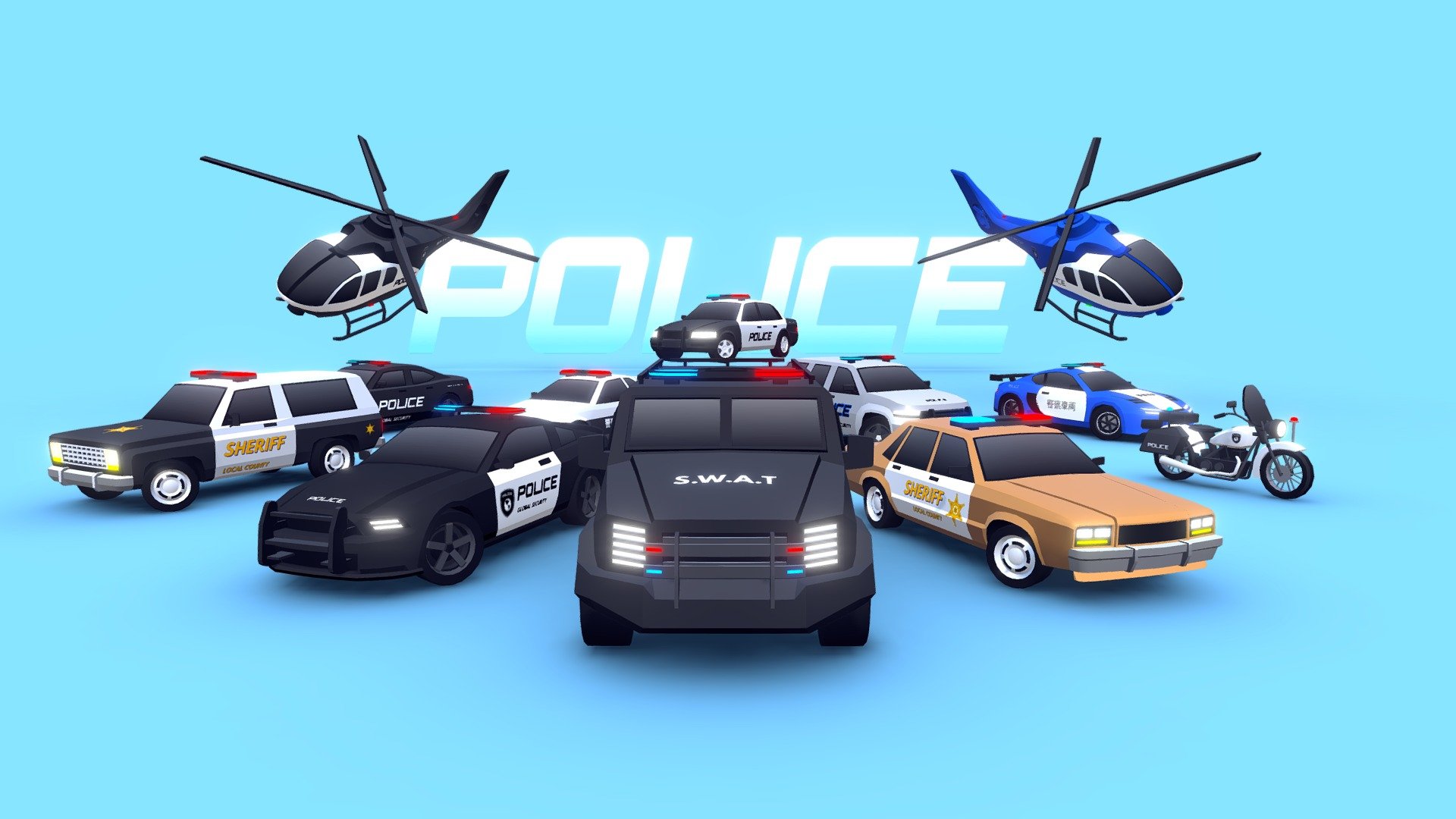 ARCADE Police Vehicles Pack Buy Royalty Free 3D model by Mena