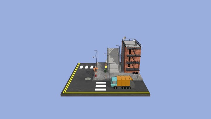 Rue Low Poly 3D Model