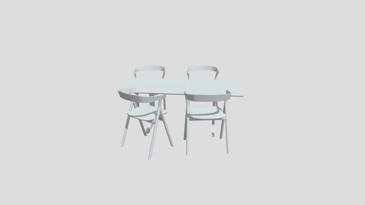 4 chairs and a table 3D Model