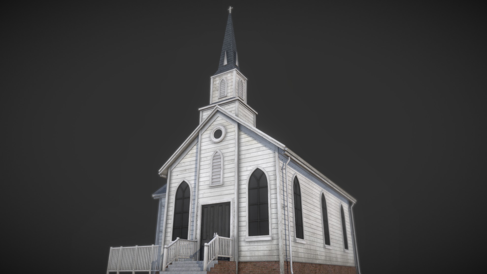 3D model Church - This is a 3D model of the Church. The 3D model is about a white church with a steeple.