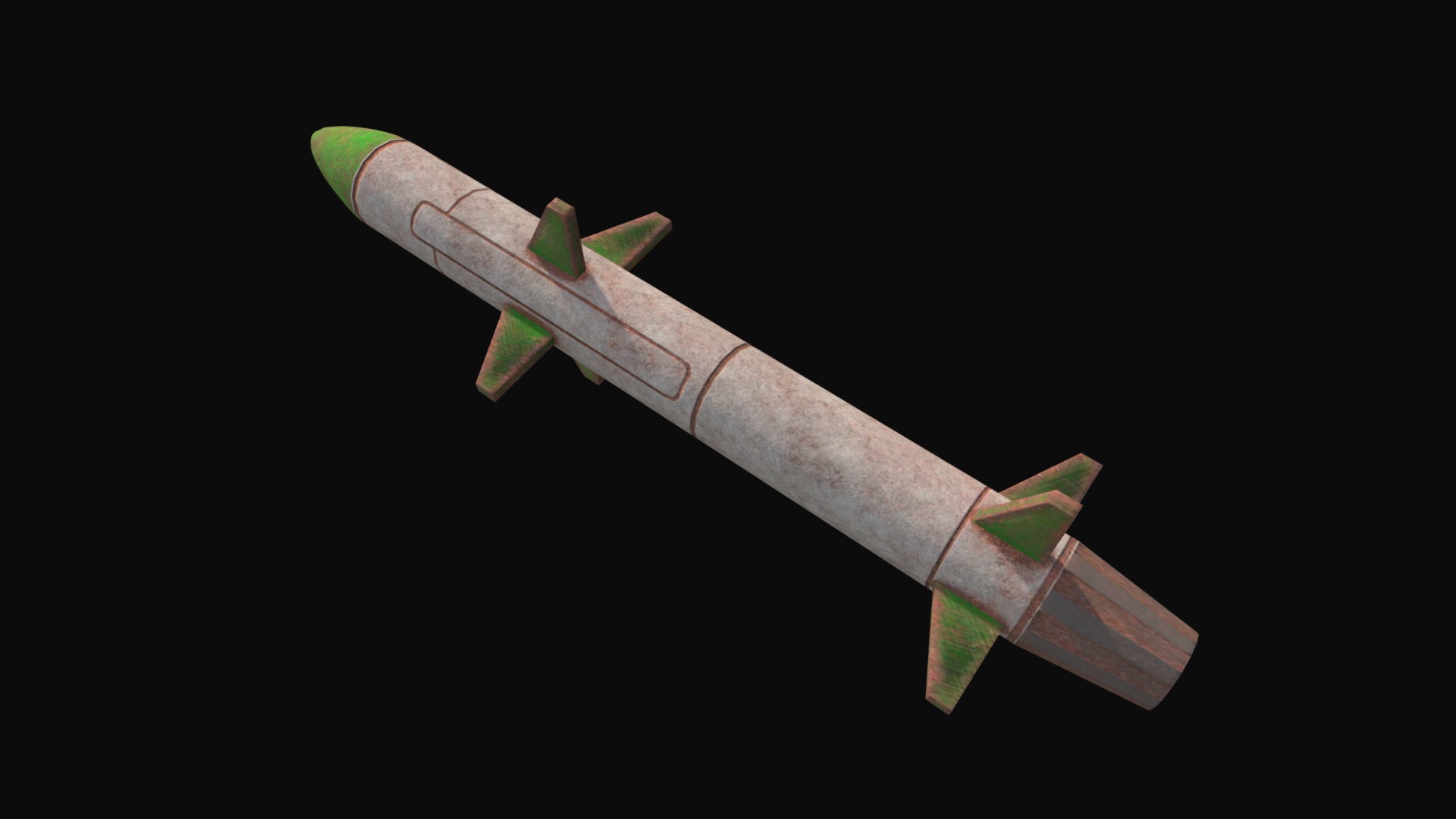 3D model Green Missile - This is a 3D model of the Green Missile. The 3D model is about a wooden sword with a green handle.