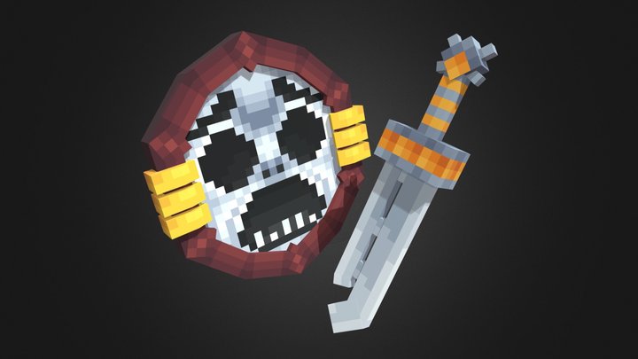 Mirror Shield and Razor Sword 3D Model