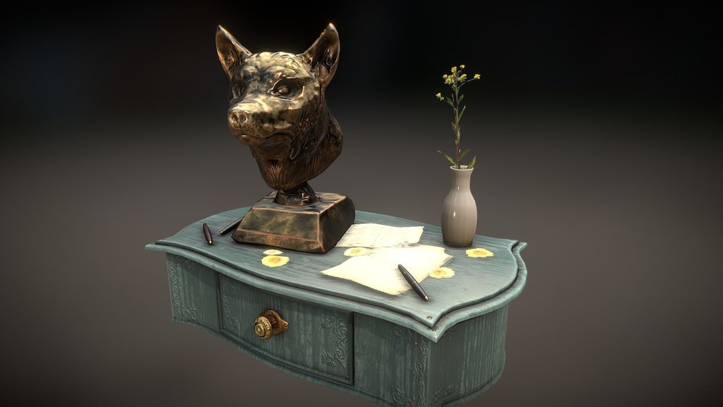 Wolf Head Statuine