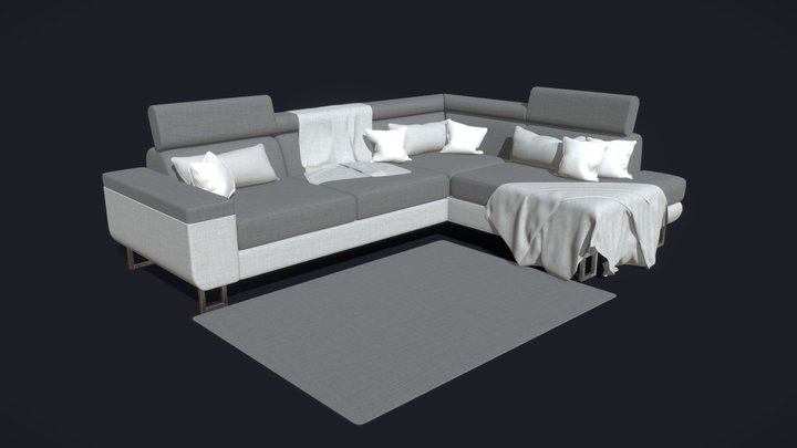 Sofa With Carpet 3D Model