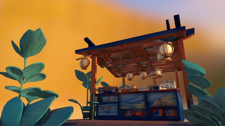 Okinawa Beach Stand – Stylised Japanese – Kostenloses 3D-Modell STL