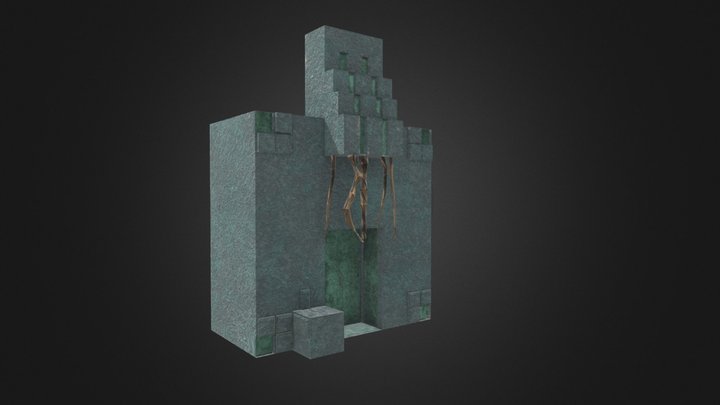 3D Polished Bronze Corroded Thick Door 3D Model