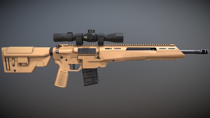 Saint Edge Assault Rife with Scope 3D Model