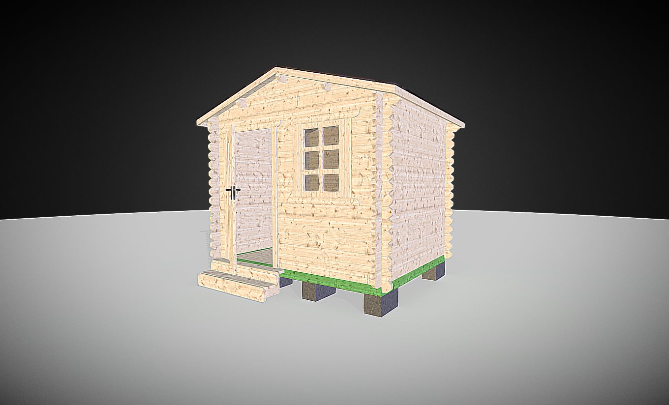 Постройка из бруса 2,5 х 2 м - Download Free 3D model by anim3d.ru ...