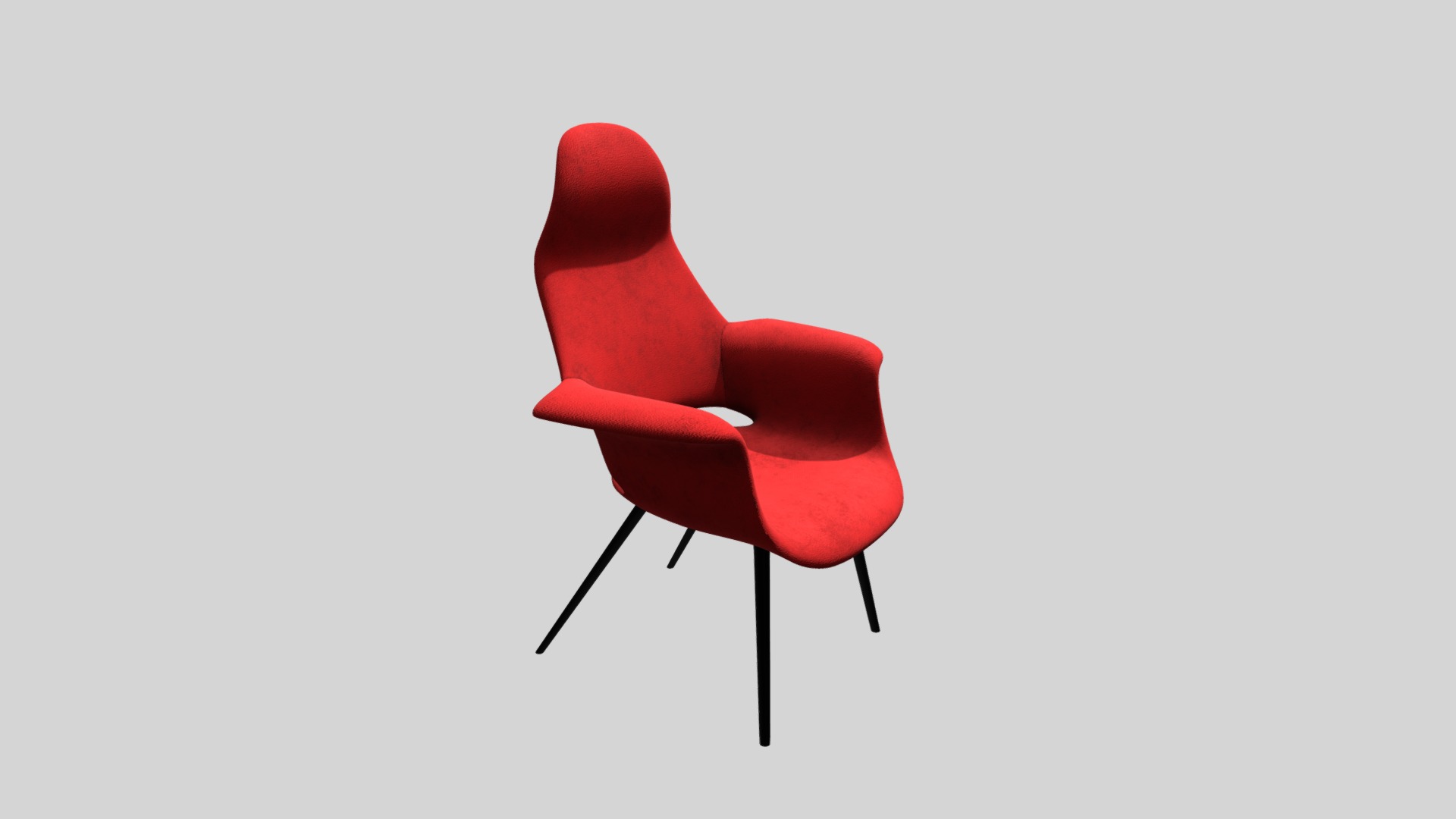 3D model Chair Vitra Organic Highback - This is a 3D model of the Chair Vitra Organic Highback. The 3D model is about a red chair with a black handle.