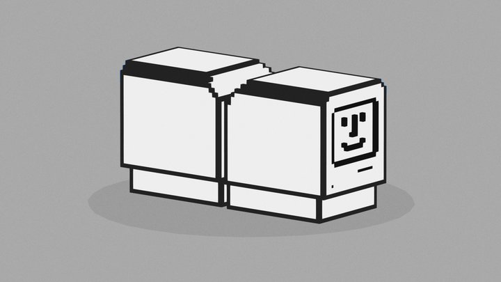 Happy and Sad old Mac icon 3D Model