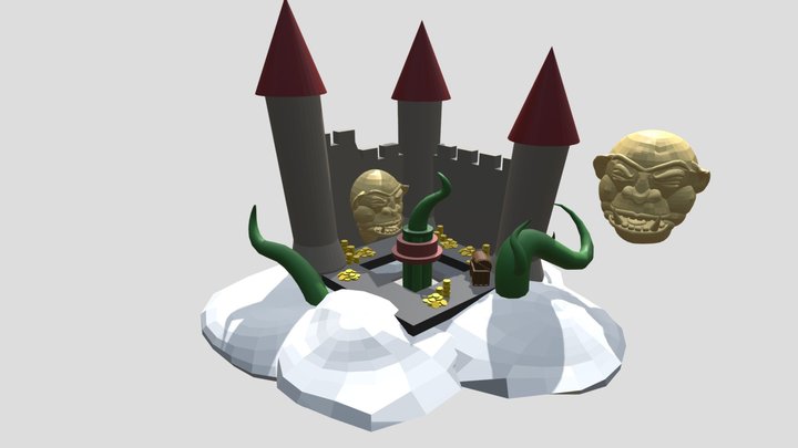 Reus gezicht en kasteel open 3D Model