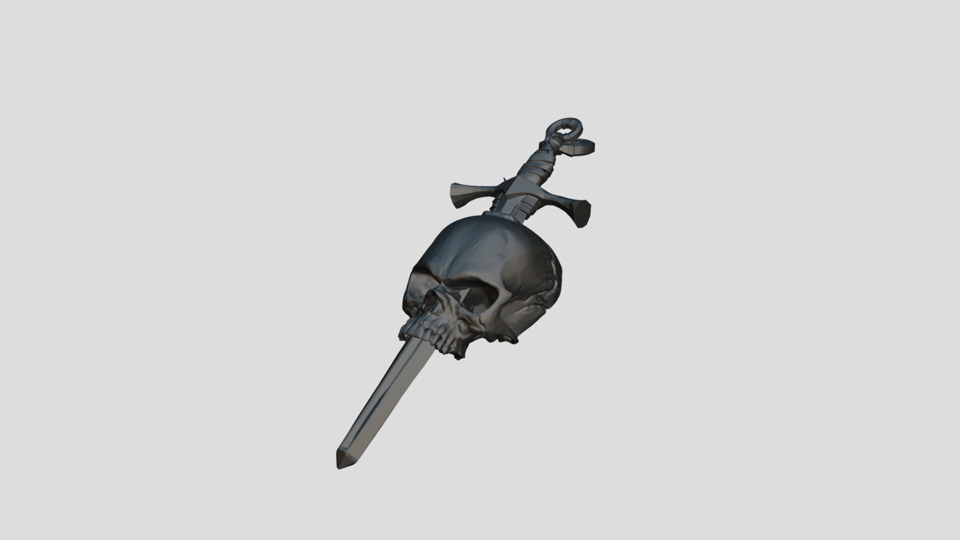 3D model Skull Pendant - This is a 3D model of the Skull Pendant. The 3D model is about a metal object with a handle.