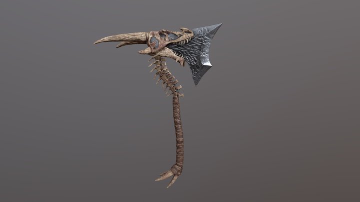 Dragon Skull GreatAxe 3D Model