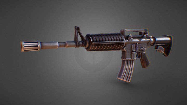 Stylized M4 rifle 3D Model