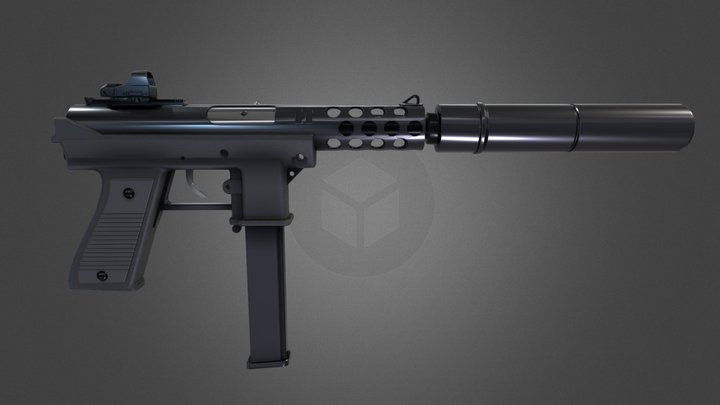 Tec-9 Tactical Pistol 3D Model