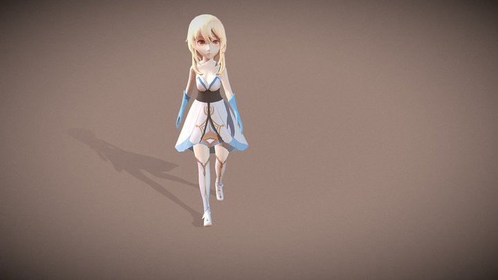 girl_walk_salute 3D Model
