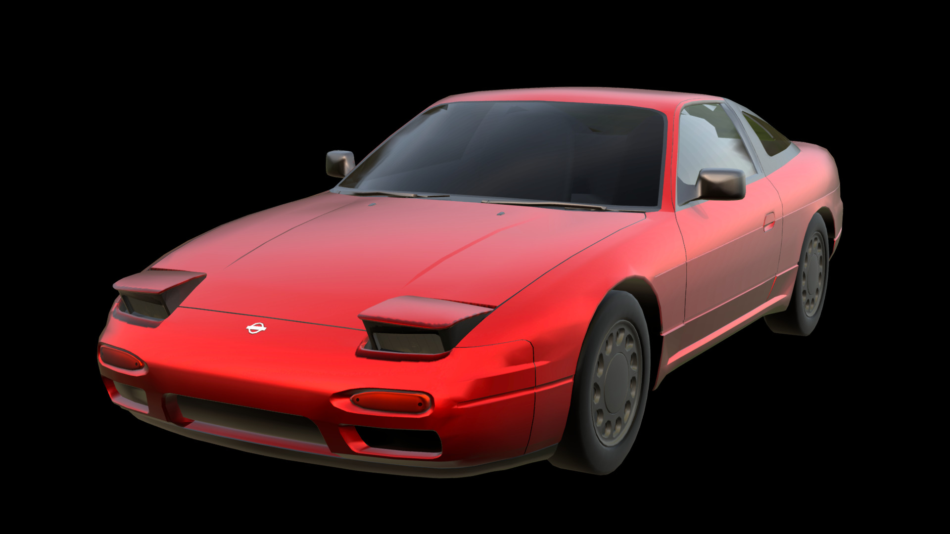3D model Nissan 180sx - This is a 3D model of the Nissan 180sx. The 3D model is about a red car with a black background.