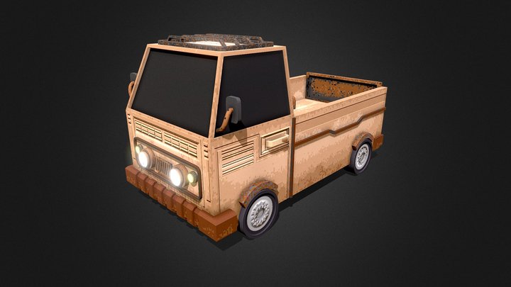 Stylized Low- Poly Pickup Truck 3D Model