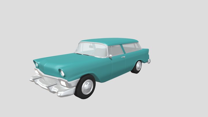 Vintage Station Wagon Car 3D Model