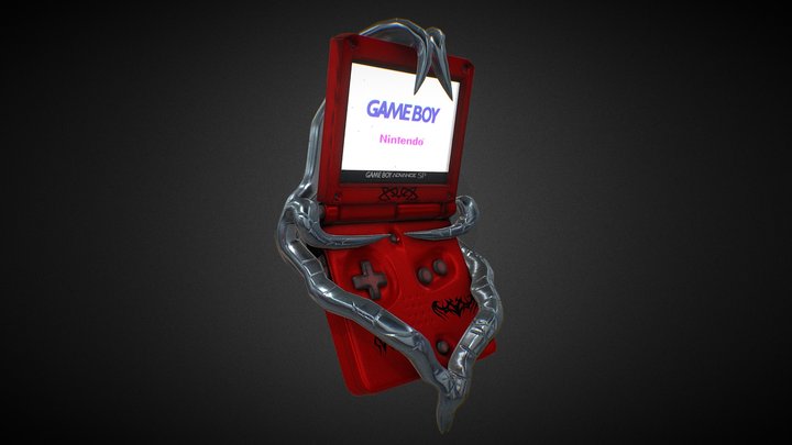 GameBoy Advance SP Tribal 3D Model