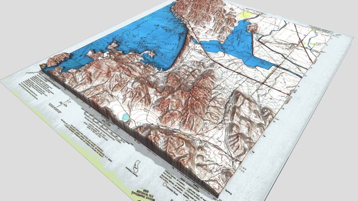 San Luis Dam, CA 1969 USGS Historical Map 3D Model