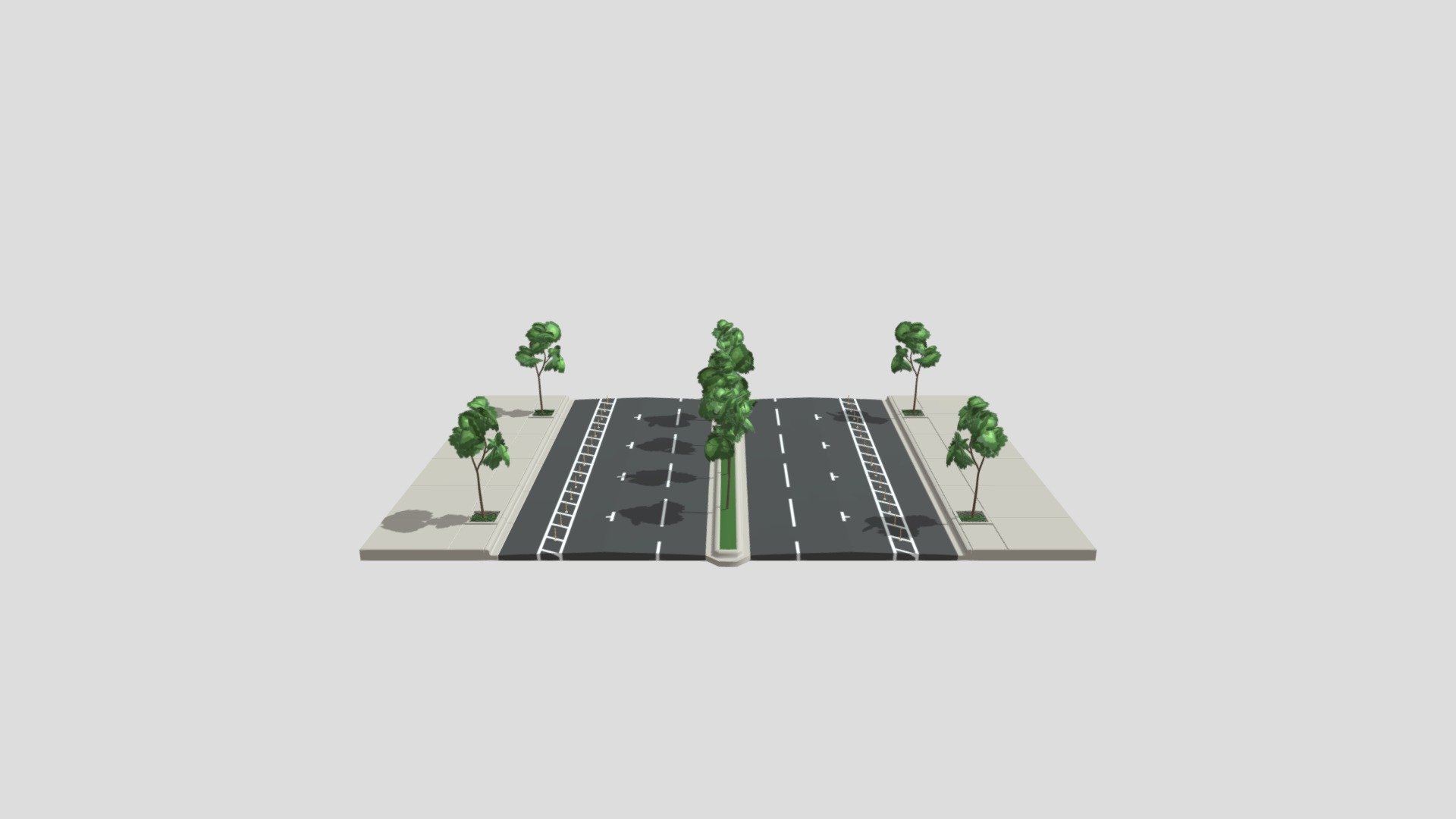 Roadway with parking protected bikelanes - 3D model by aven ...