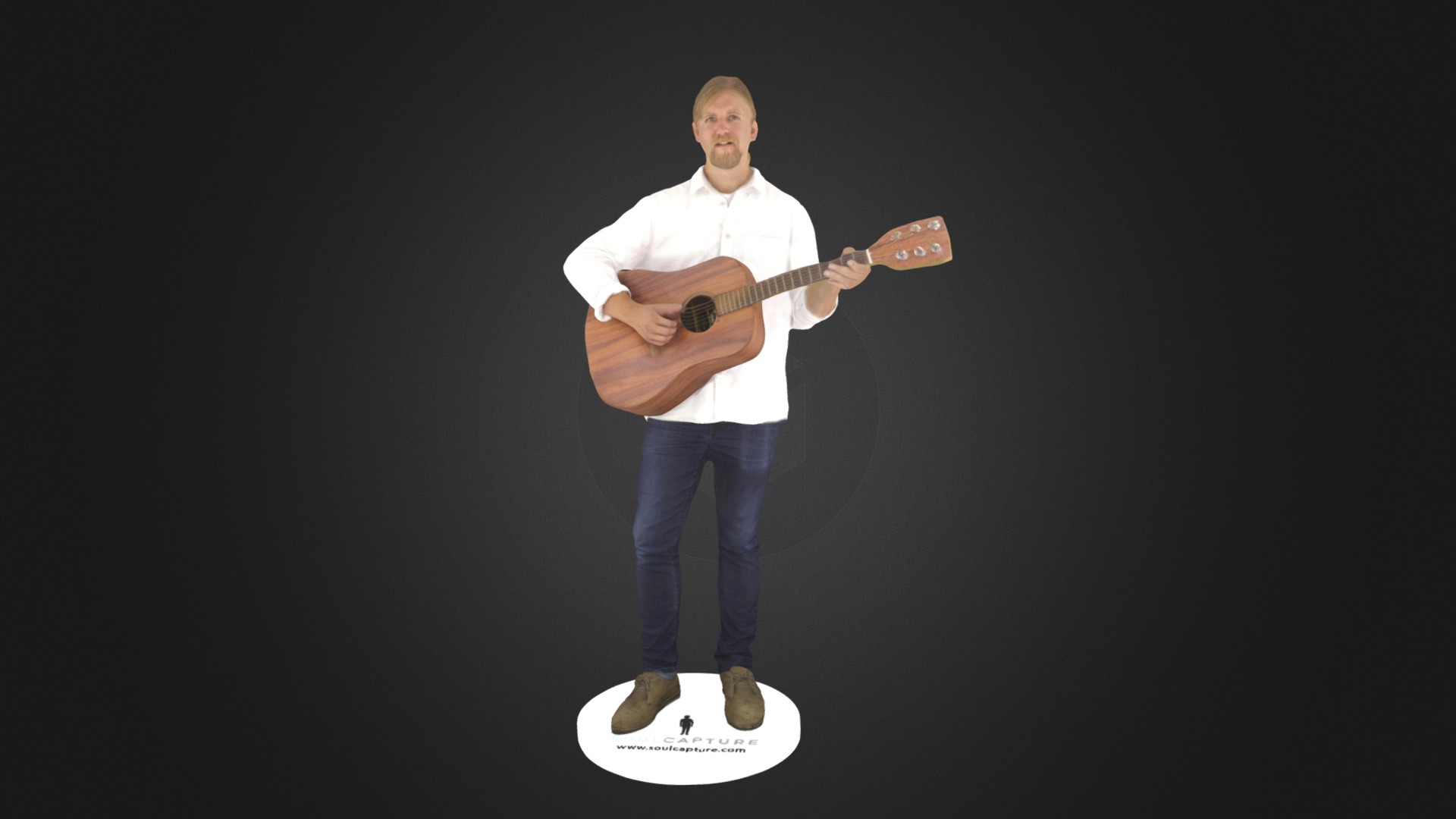 3D model Casey- Guitar - This is a 3D model of the Casey- Guitar. The 3D model is about a person holding a guitar.
