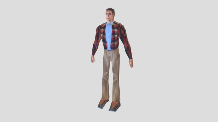 PSX Base Male - PlayStation Character - Low Poly 3D Model