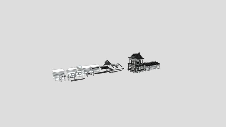 Edo_Japan_Low_Poly_Modular_Set 3D Model
