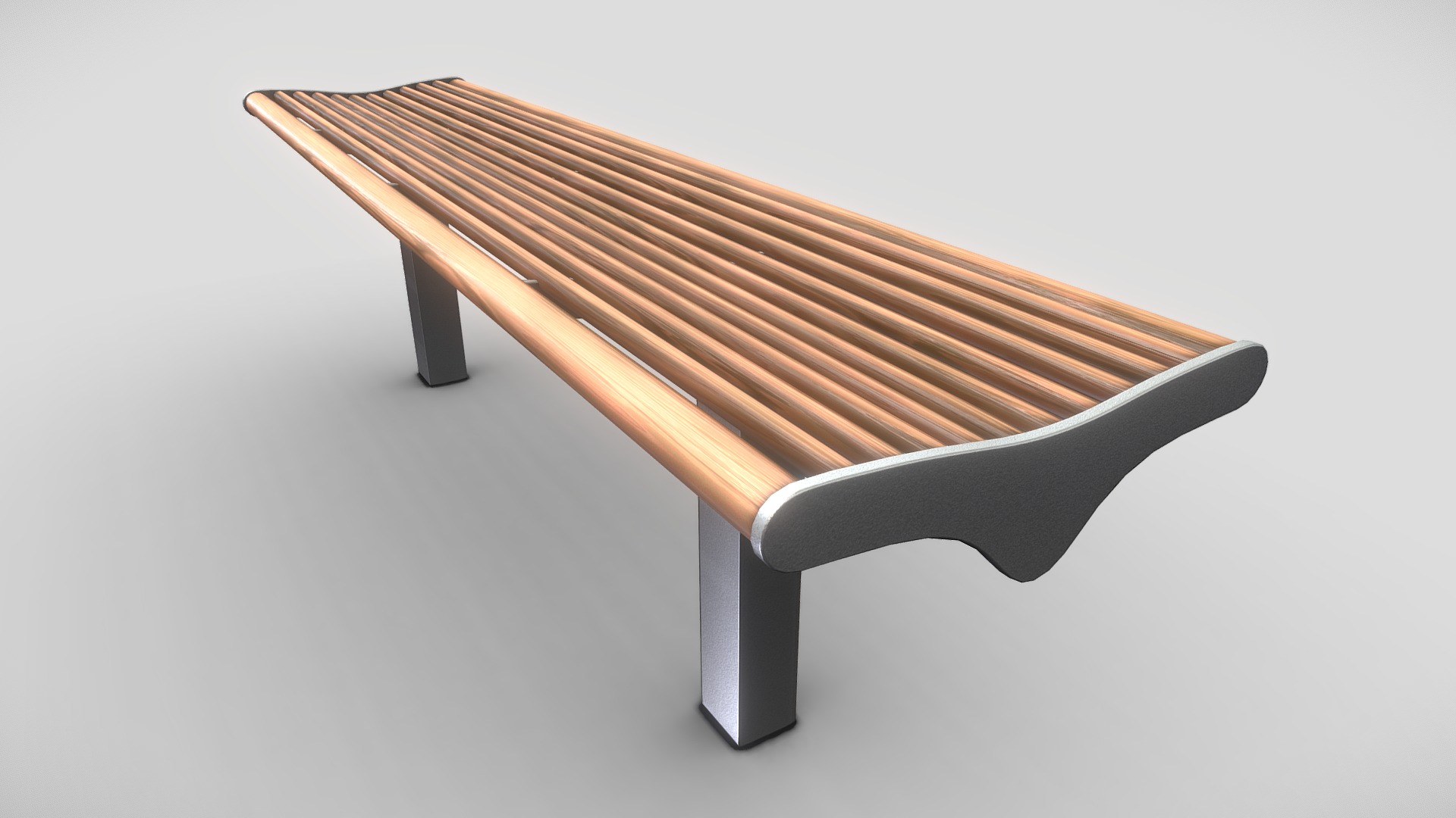 3D model Bench [5] (Low-Poly) (Wood Steel Mixed) - This is a 3D model of the Bench [5] (Low-Poly) (Wood Steel Mixed). The 3D model is about a wooden table with a white background.