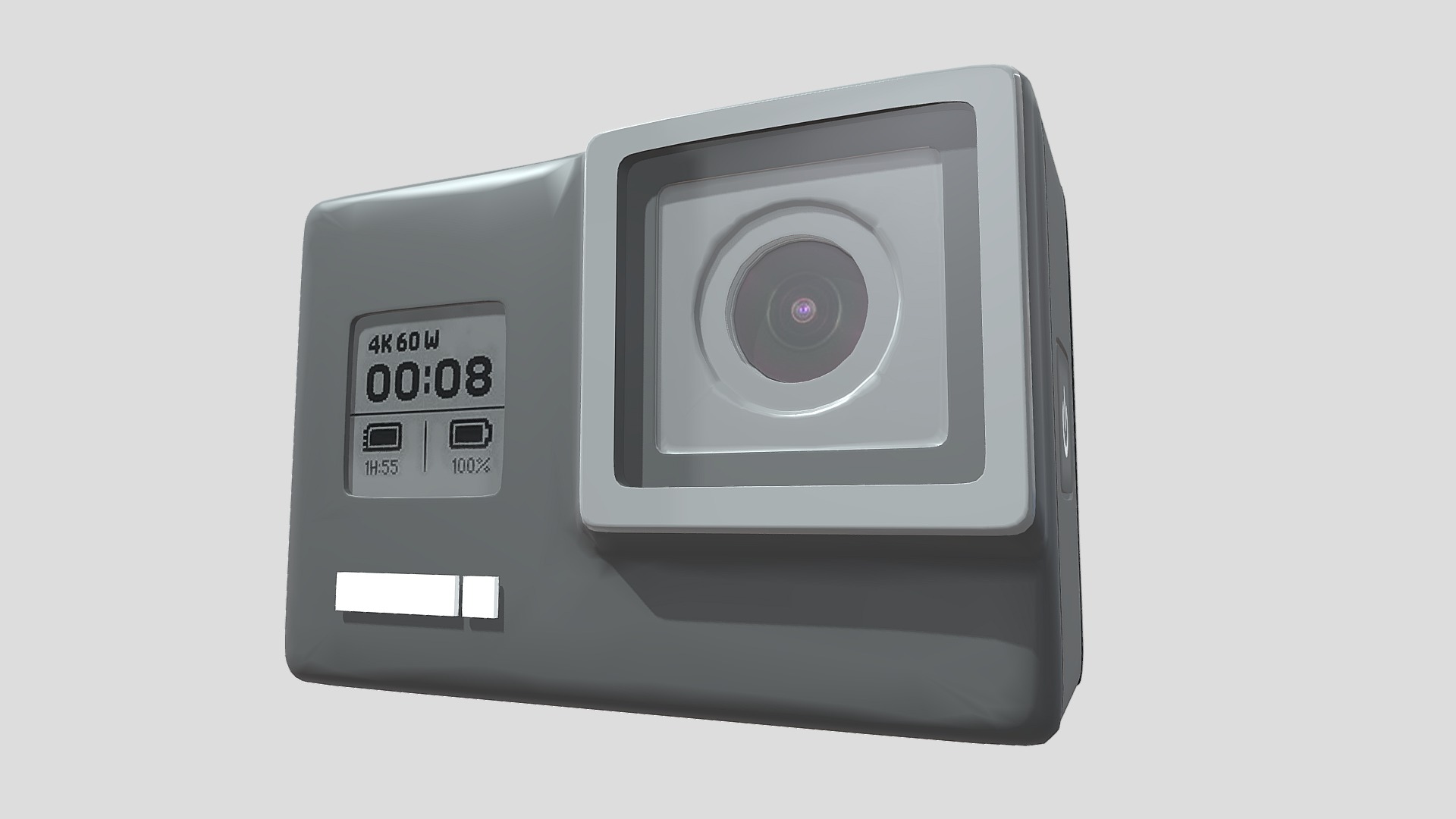 3D model GoPro camera - This is a 3D model of the GoPro camera. The 3D model is about a white rectangular object with a screen.