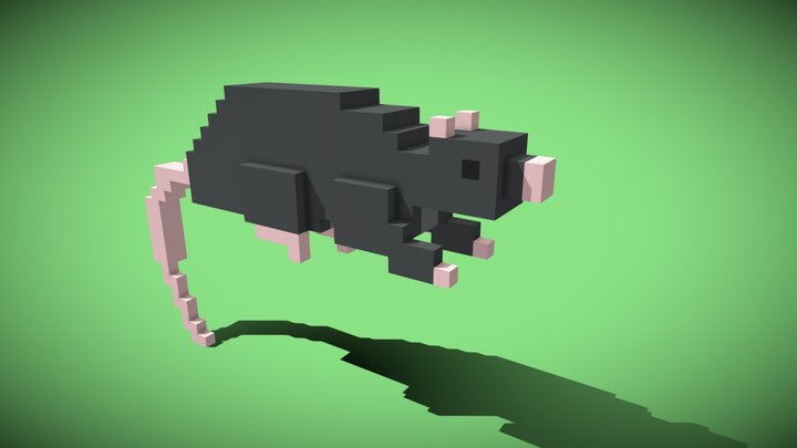 voxel rat on his tail 3D Model