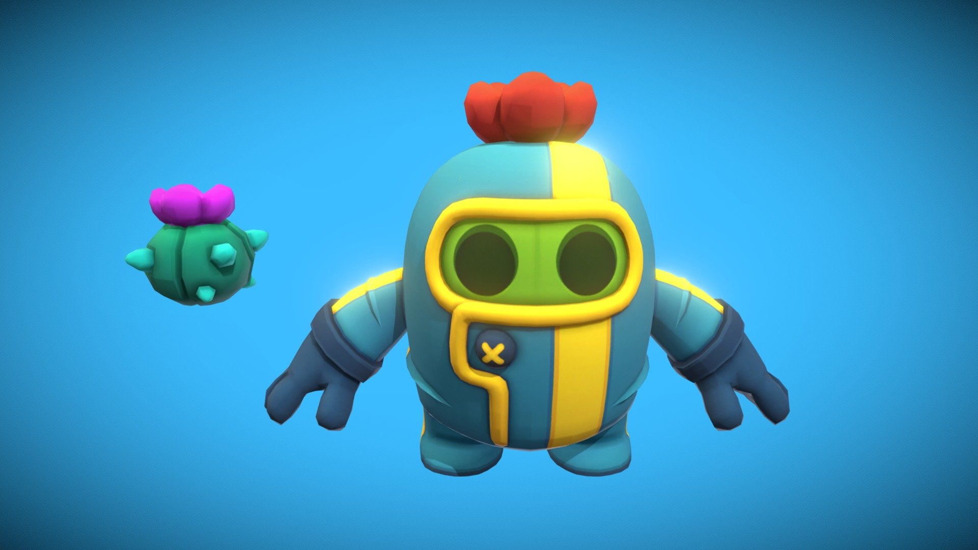 Spike Brawl Stars colored for MMU3 by Mig, Download free STL model