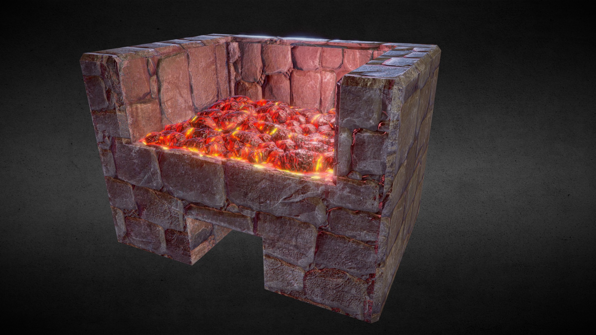 3D model Forge - This is a 3D model of the Forge. The 3D model is about a brick oven with a fire inside.