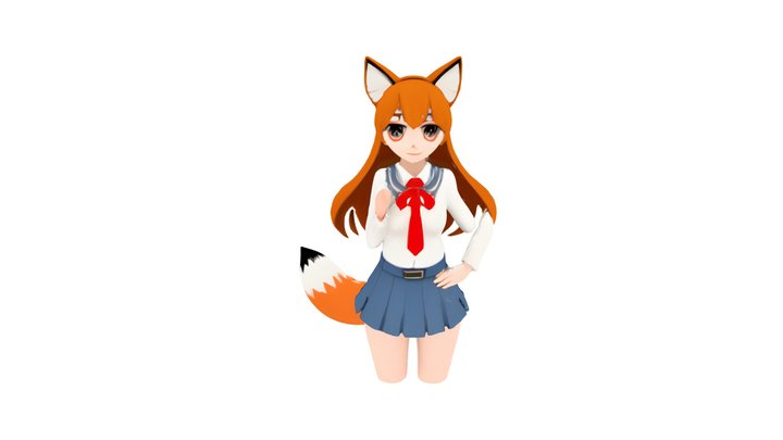 Anthropomorphic fox-like anime character 3D Model