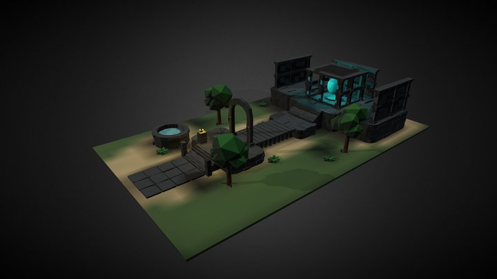 Temple Game Level 3D Model